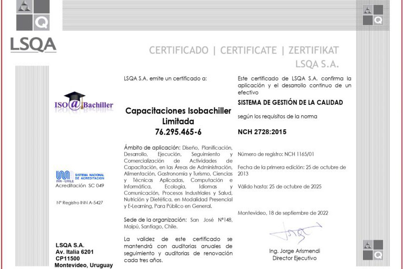 Certificacion ISOBACHILLER